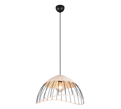 Sandrine pendant E27 matt black/rattan — R36211032