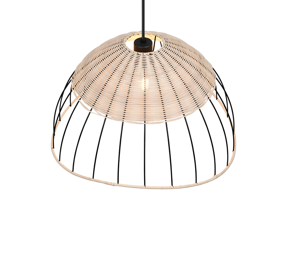 Sandrine pendant E27 matt black/rattan — R36211032