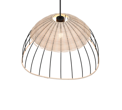 Sandrine pendant E27 matt black/rattan — R36211032