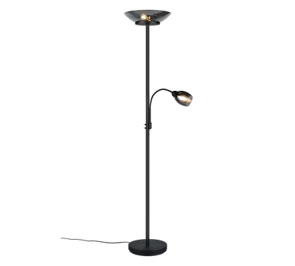 Gerry floor lamp 2xE27 + E14 matt black with reading light — R40063132