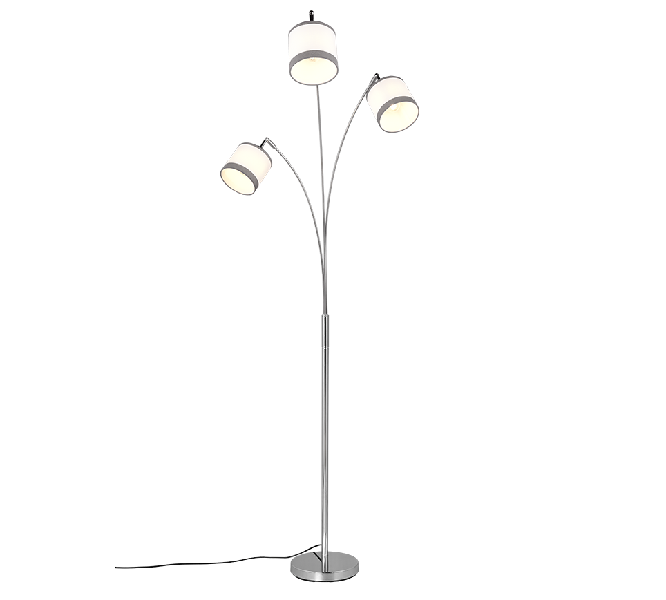 Davos floor lamp 3-pc E14 chrome/white — R41553006
