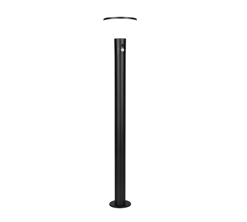 Gorda hybrid solar LED pole 100 cm matt black/white rechargeable motion+dusk sensor 4000K — R44676132