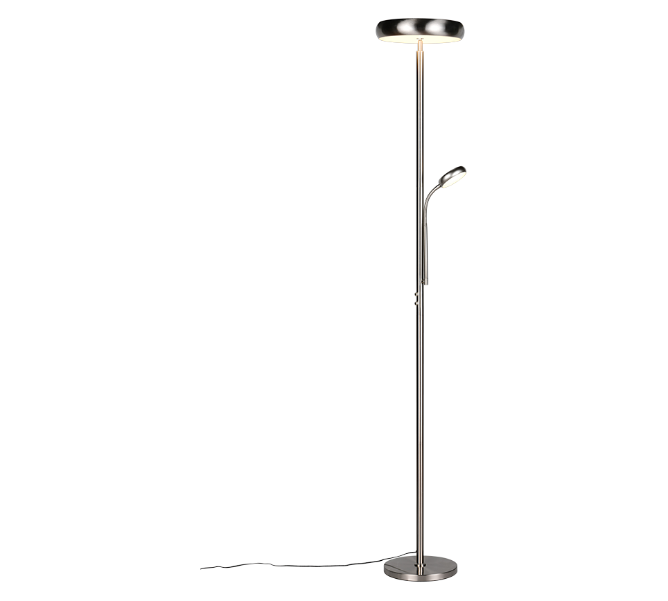 Palermo LED floor lamp brushed steel with reading light — R45741107