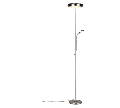 Palermo LED floor lamp brushed steel with reading light — R45741107