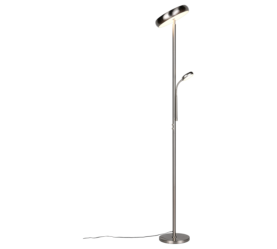 Palermo LED floor lamp brushed steel with reading light — R45741107