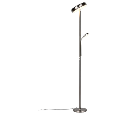 Palermo LED floor lamp brushed steel with reading light — R45741107