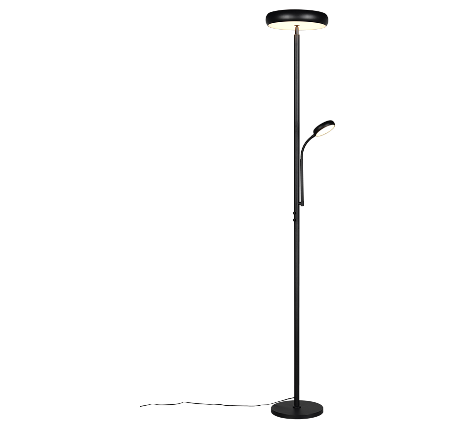 Palermo LED floor lamp matt black with reading light — R45741132
