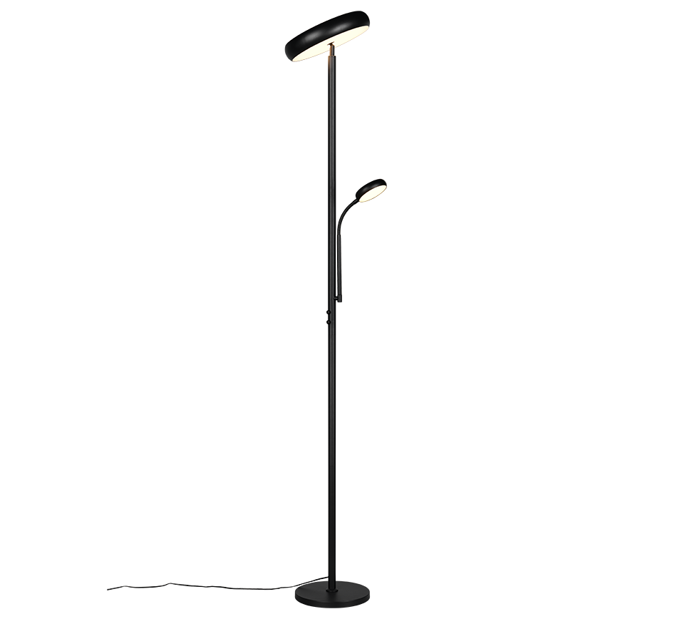 Palermo LED floor lamp matt black with reading light — R45741132