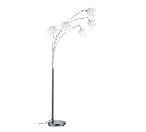 Tommy floor lamp curve 5-pc E14 brushed steel — R46330501