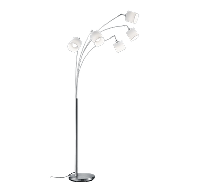 Tommy floor lamp curve 5-pc E14 brushed steel — R46330501