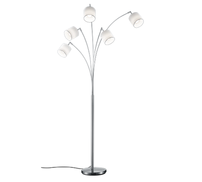 Tommy floor lamp curve 5-pc E14 brushed steel — R46330501