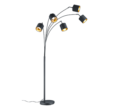 Tommy floor lamp 5-pc curve E14 matt black/gold — R46330579