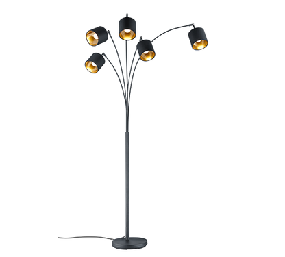 Tommy floor lamp 5-pc curve E14 matt black/gold — R46330579
