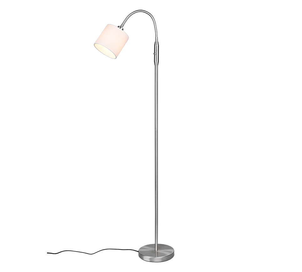 Tommy floor lamp 1-pc E14 brushed steel/white — R46331001