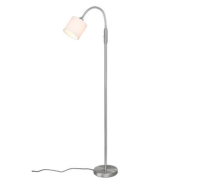 Tommy floor lamp 1-pc E14 brushed steel/white — R46331001