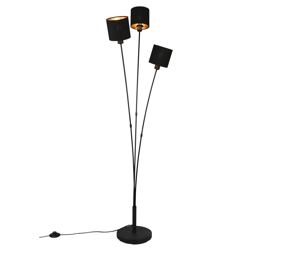 Tommy floor lamp 3-pc E14 matt black/gold — R46333979