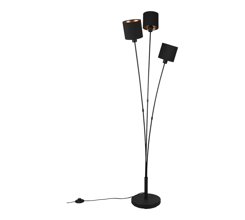 Tommy floor lamp 3-pc E14 matt black/gold — R46333979