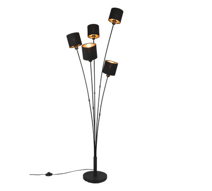 Tommy floor lamp 5-pc E14 matt black/gold — R46335979