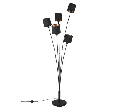 Tommy floor lamp 5-pc E14 matt black/gold — R46335979