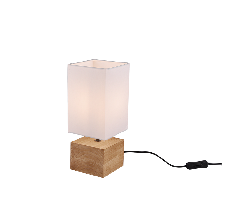 Woody table lamp 12 cm square E14 wood/white — R50171030