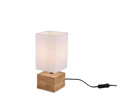 Woody table lamp 12 cm square E14 wood/white — R50171030