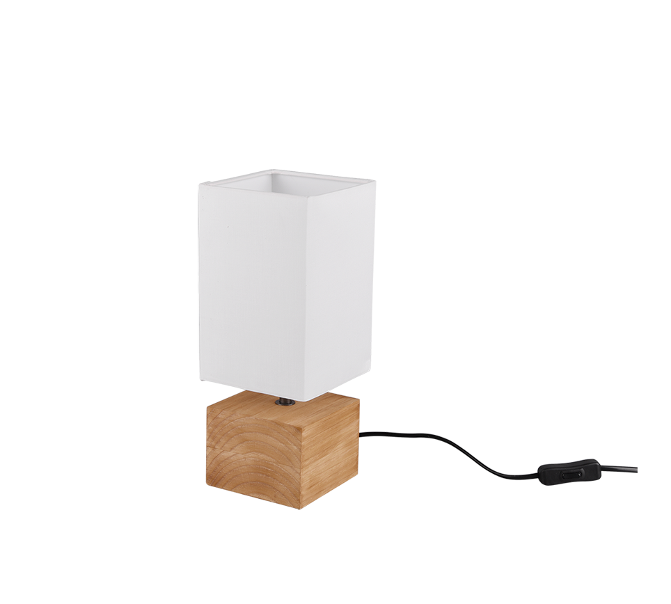 Woody table lamp 12 cm square E14 wood/white — R50171030