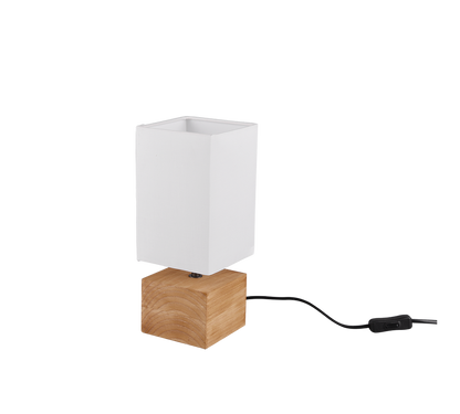 Woody table lamp 12 cm square E14 wood/white — R50171030