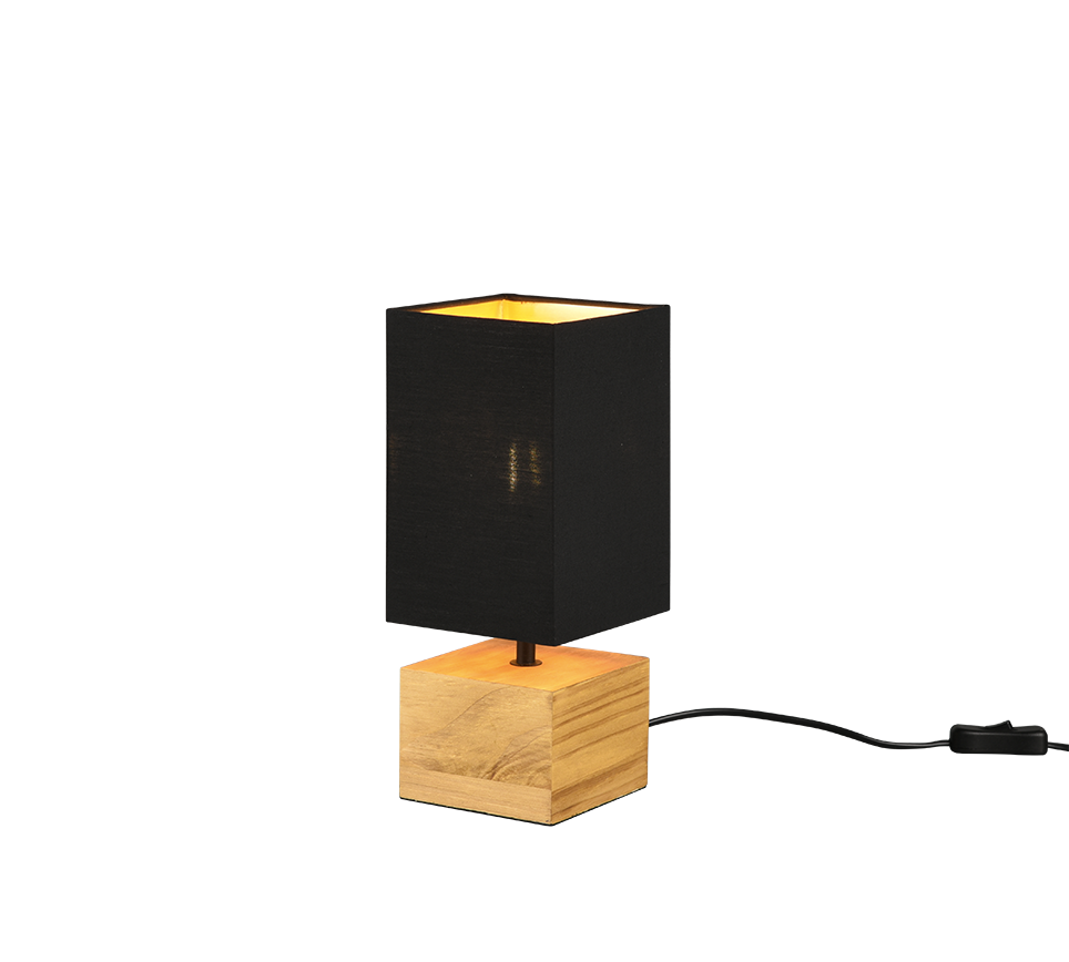 Woody table lamp 12 cm square E14 wood/black — R50171080