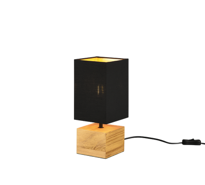 Woody table lamp 12 cm square E14 wood/black — R50171080