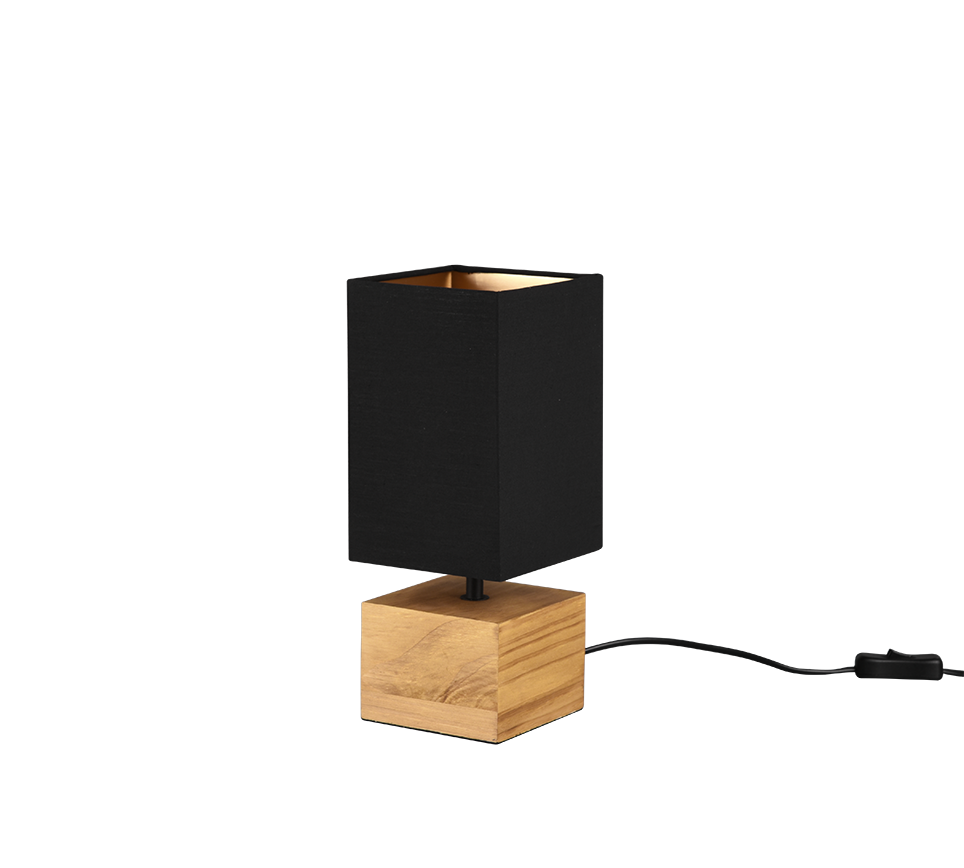 Woody table lamp 12 cm square E14 wood/black — R50171080