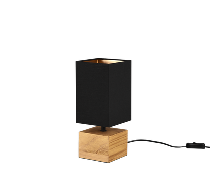 Woody table lamp 12 cm square E14 wood/black — R50171080