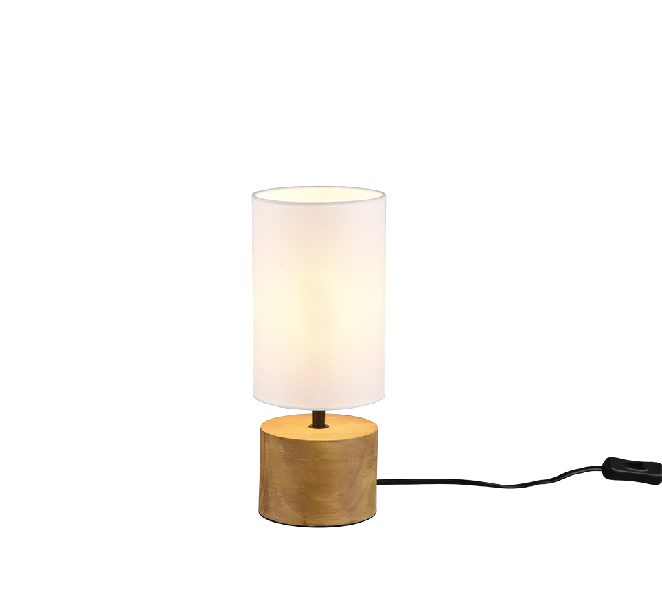 Woody table lamp 12 cm round E14 wood/white — R50171930