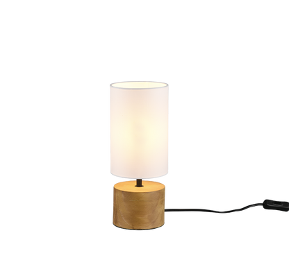 Woody table lamp 12 cm round E14 wood/white — R50171930