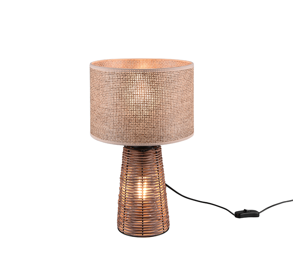 Straw table lamp 2xE27 brown/rattan — R50972026