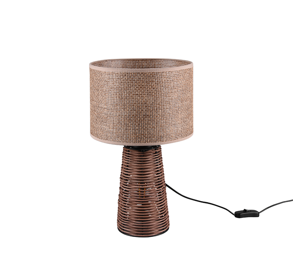 Straw table lamp 2xE27 brown/rattan — R50972026