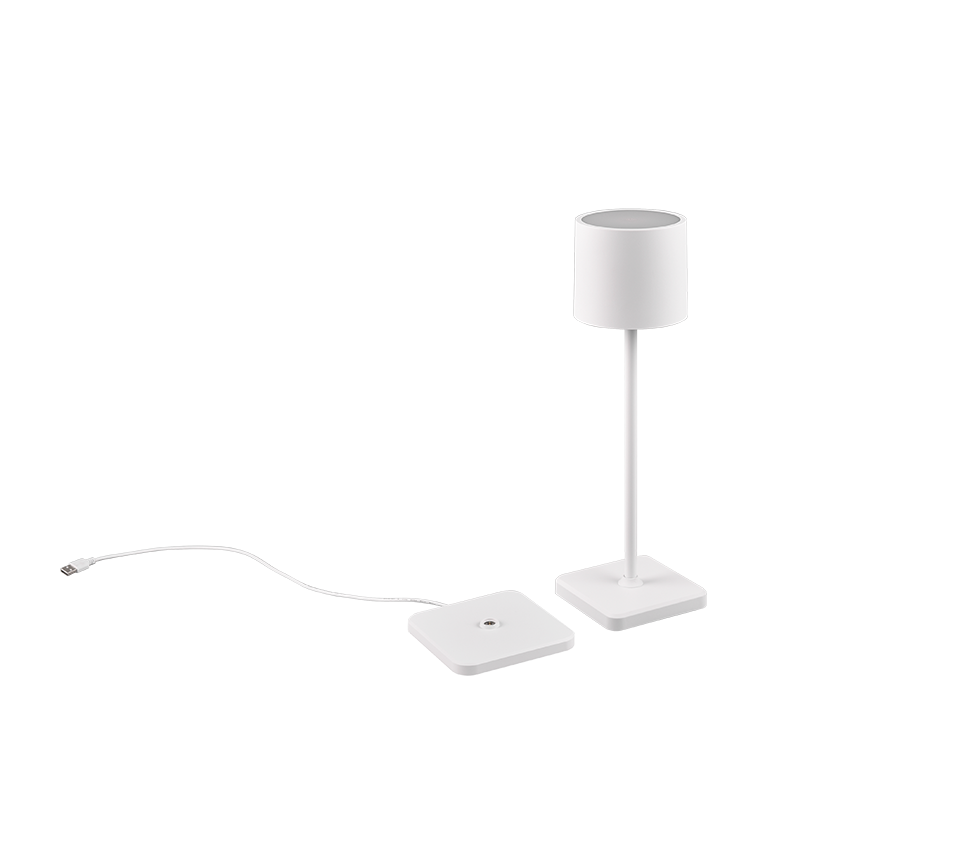 Fernandez LED outdoor table lamp matt white rechargeable — R54096131