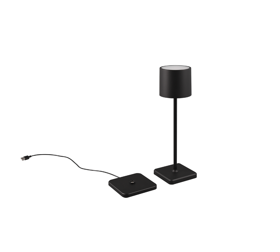 Fernandez LED outdoor table lamp matt black rechargeable — R54096132