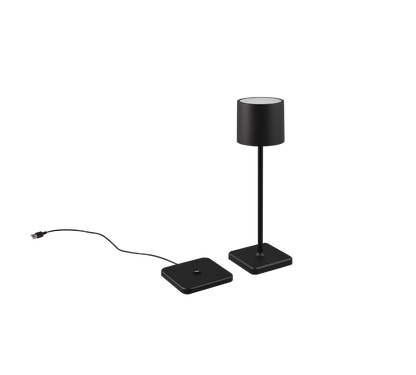 Fernandez LED outdoor table lamp matt black rechargeable — R54096132