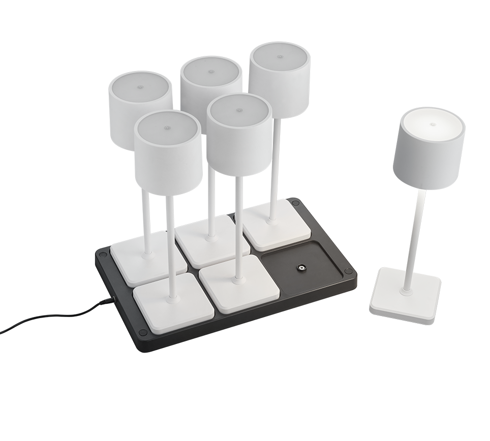 Fernandez LED outdoor table lamp 6-pc matt white rechargeable — R54096631