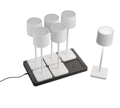 Fernandez LED outdoor table lamp 6-pc matt white rechargeable — R54096631