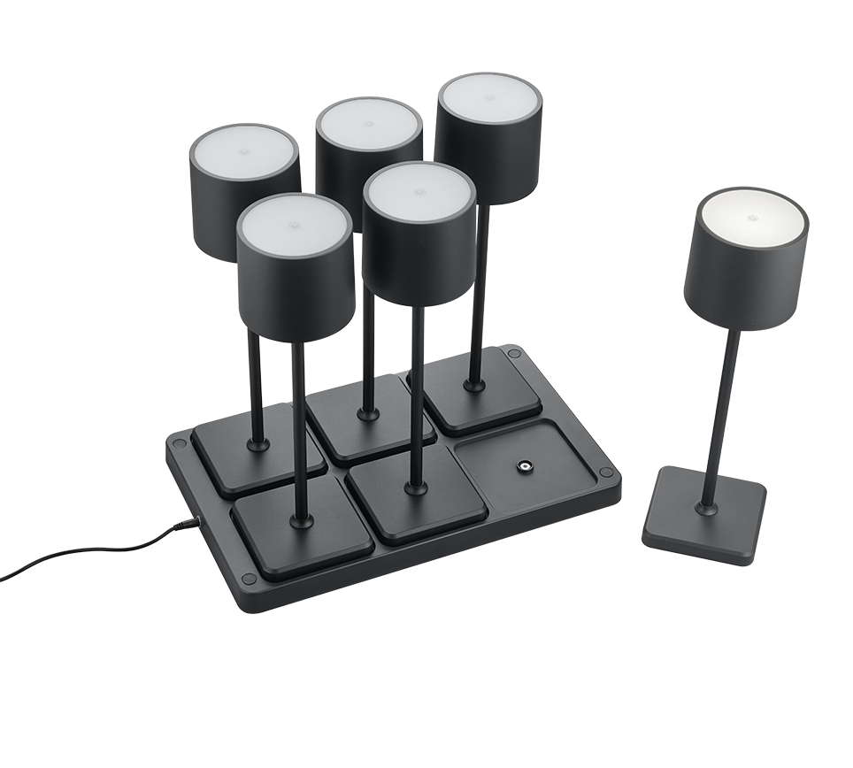 Fernandez LED outdoor table lamp 6-pc matt black rechargeable — R54096632
