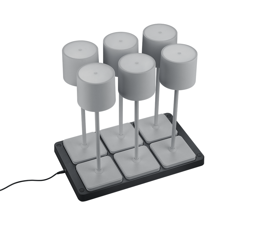 Fernandez LED outdoor table lamp 6-pc grey rechargeable — R54096677