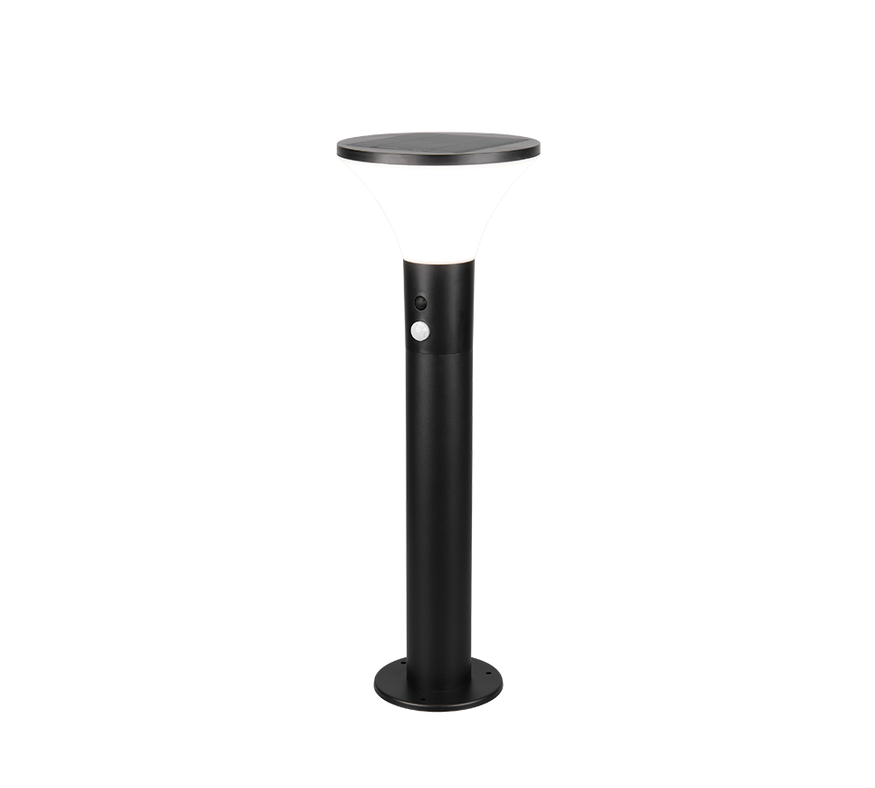 Gorda hybrid solar LED pole 50 cm matt black/white rechargeable motion+dusk sensor 4000K — R54676132