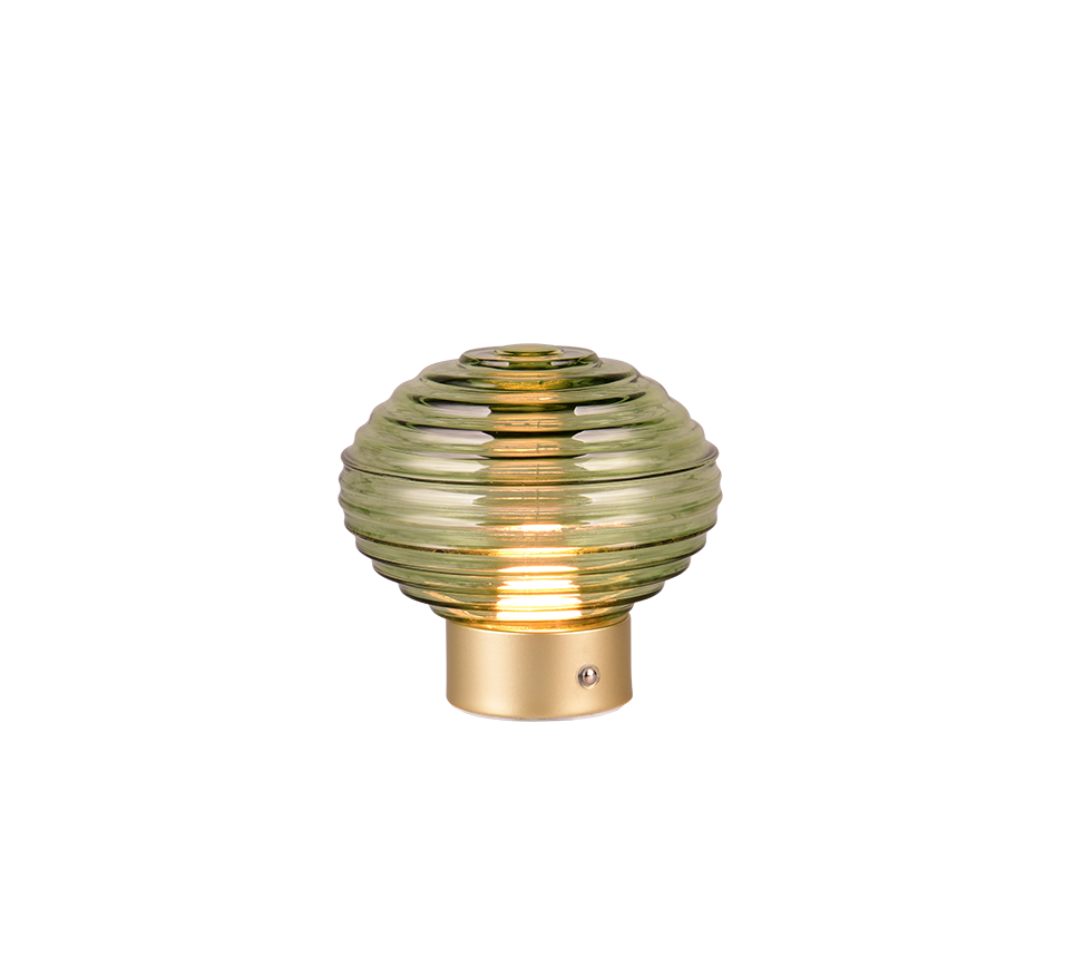 Earl LED table lamp matt brass/green rechargeable — R57771115