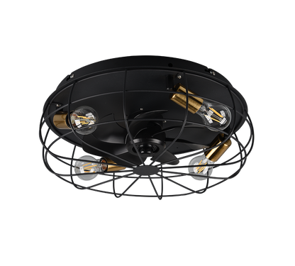 Trondheim ceiling fan 4xE27 matt black — R61095032