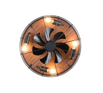Trondheim ceiling fan 4xE27 matt black/wood — R61105032