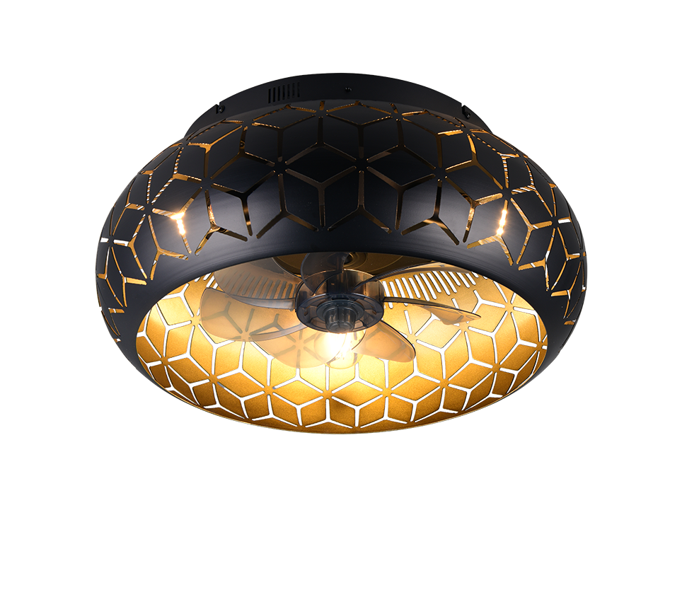 Bidar ceiling fan 3xE27 matt black/gold — R61574080
