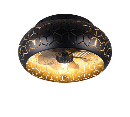 Bidar ceiling fan 3xE27 matt black/gold — R61574080