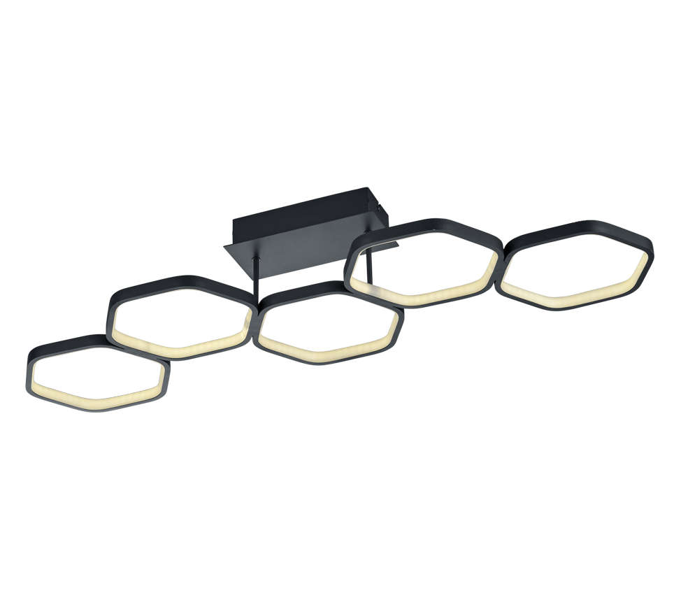 Vigo LED ceiling lamp 5-pc matt black — R62055142