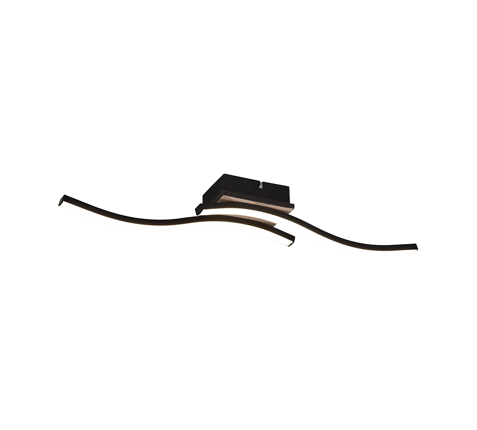 Route LED ceiling lamp 2-pc wood imitation/matt black — R62472135